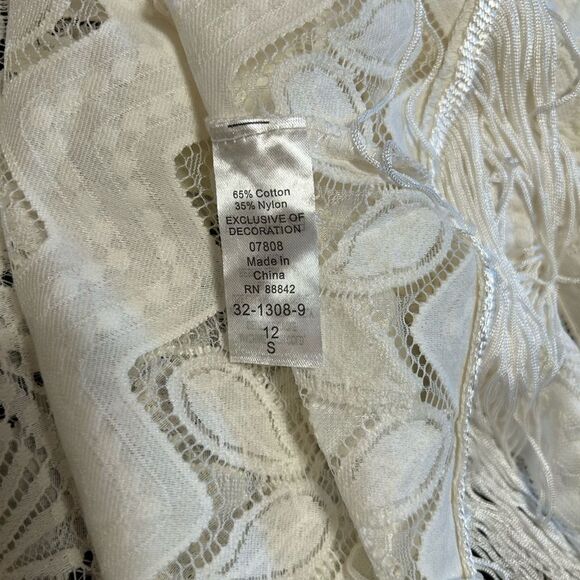 Roaman’s size 12 ivory white cover up lace fringe trim never worn - Picture 6 of 7